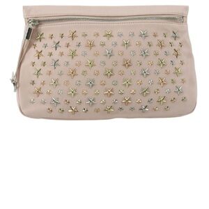Jimmy Choo Cream and Pink Clutch with Sparkling Embellishments